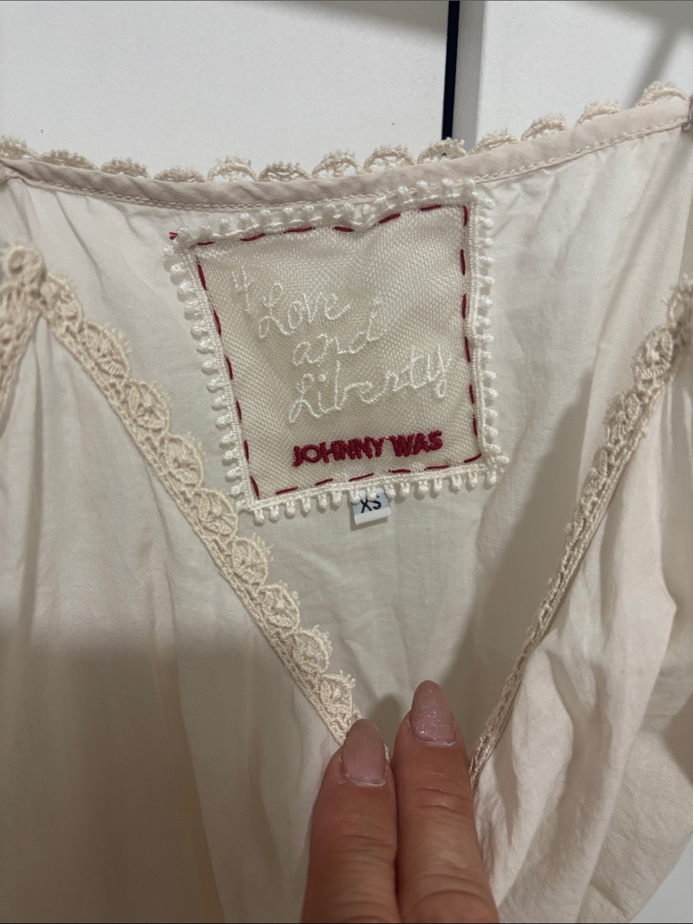 Johnny Was Ivory Lace-Trim Chemise